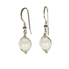 White Herringbone Wrapped Pearl Earrings
