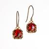 Ruby Red Glass Filigree Short Earrings