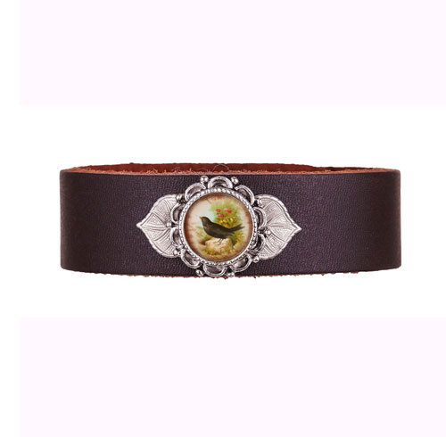 Leather Bracelet - Black Bird