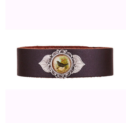 Leather Bracelet - Black Bird