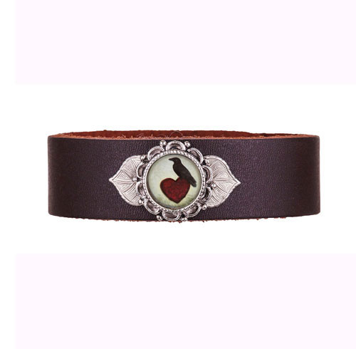 Leather Bracelet - Raven Heart