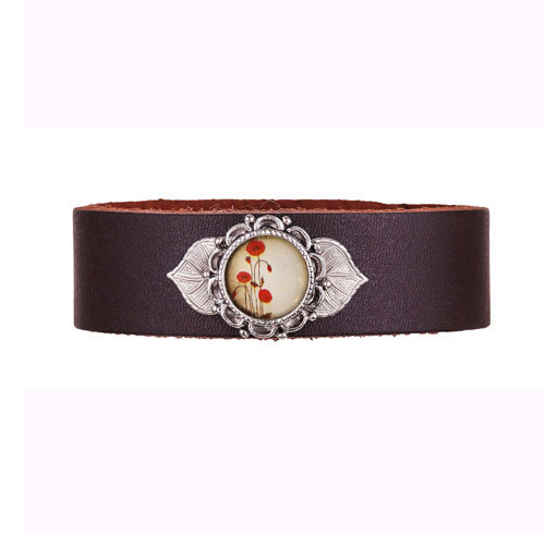 Leather Bracelet - Simple Poppy