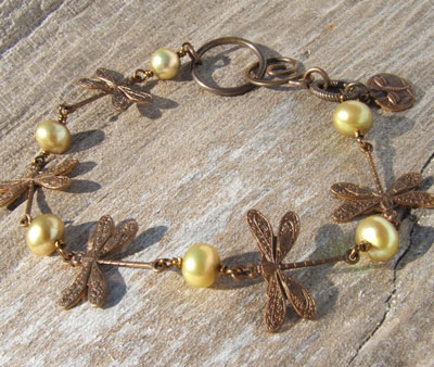 Freshwater Pearl Dragonfly Bracelet