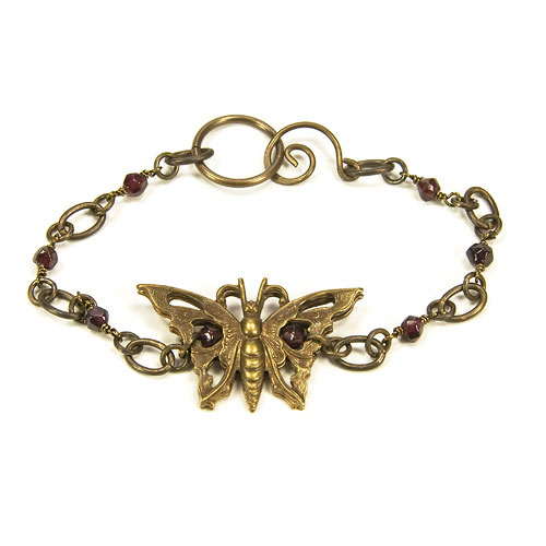 Garnet Woven Butterfly Bracelet