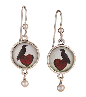 Secret Garden Silver Earrings - Raven Heart