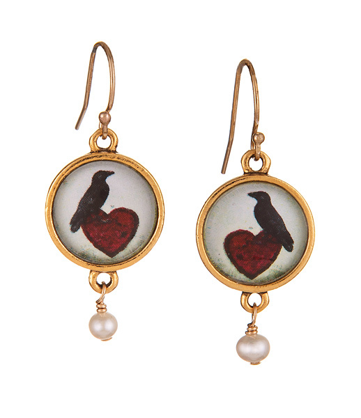 Secret Garden Gold Earrings - Raven Heart