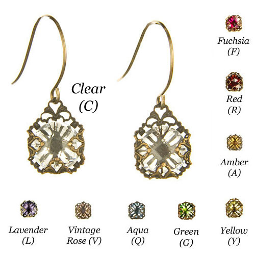 Glass Filigree Earrings- Short (Choose your color)