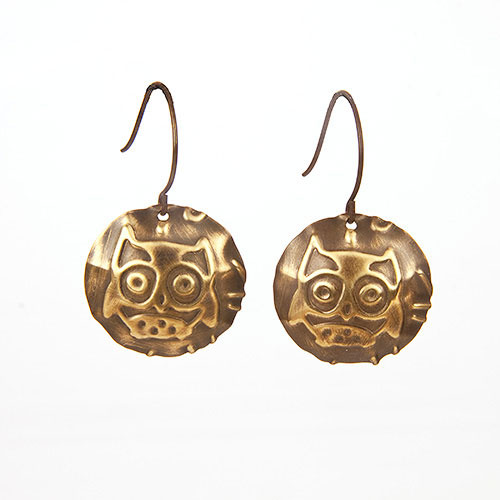 Embossed Owl Earrings