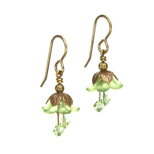 Green Fairy Flower Short Earrings