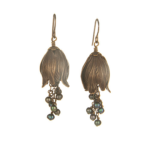 Flower Petal Cluster Earrings - Peacock