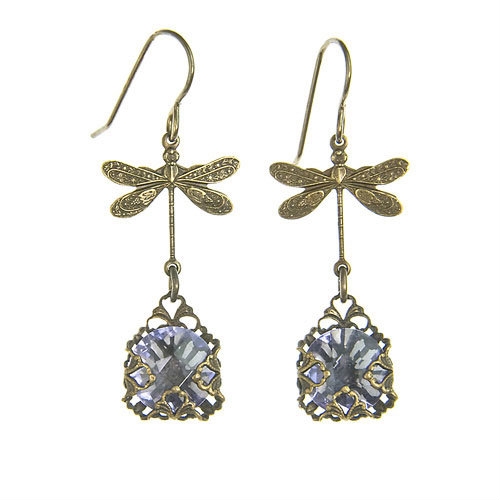 Lavender Bejeweled Dragonfly Earrings