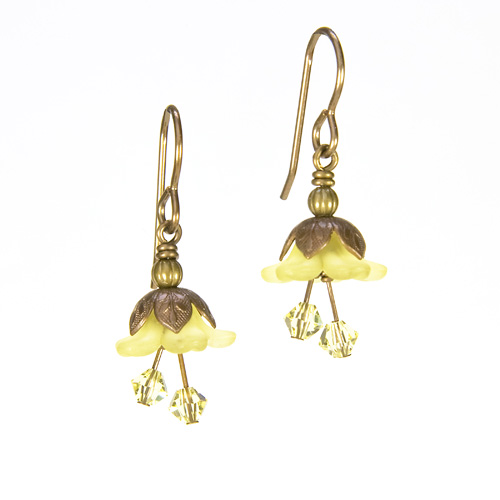 Yellow Fairy Flower Short Earrings