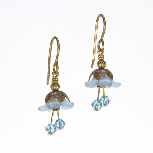 Light Blue Fairy Flower Short Earrings