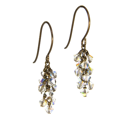 Aurora Borealis Crystal Cluster Earrings