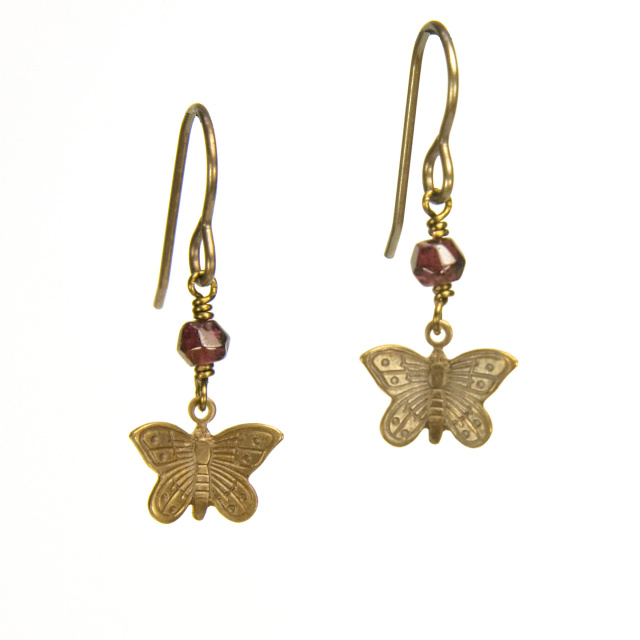 Garnet Butterfly Earrings