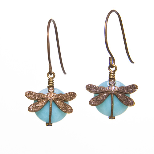 Amazonite Dragonfly Wrapped Earrings