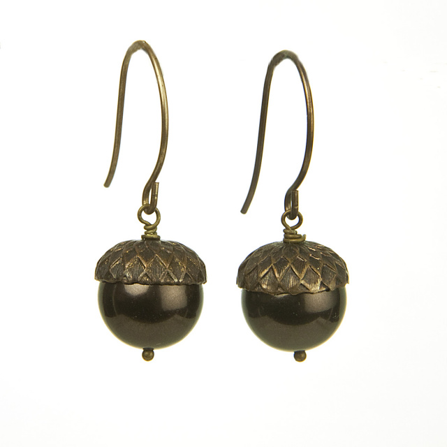 Acorn Earrings - Dark Brown