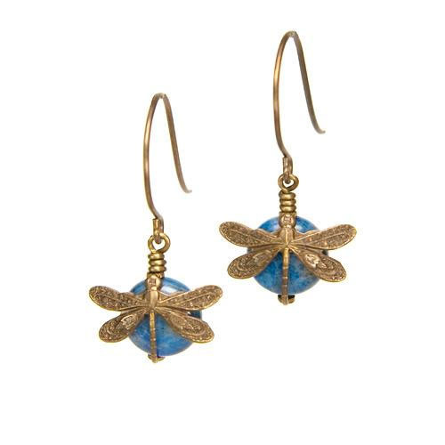 Lapis Dragonfly Wrapped Earrings