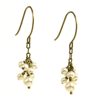 Freshwater Pearl Cluster Earrings- White
