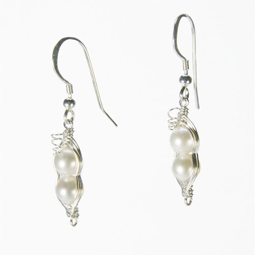 White Freshwater Pearl- Two Peas in a Pod Earrings