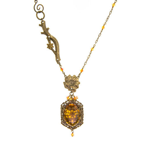 Amber Glass Branch Necklace