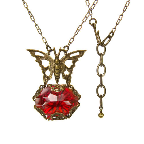 Bejeweled Glass Butterfly Necklace