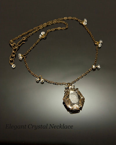 Filigree Wrapped Necklace- Clear