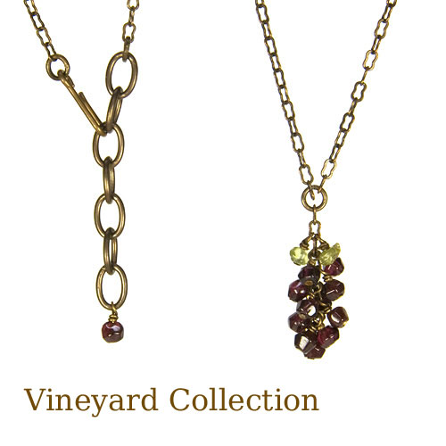 Garnet and Peridot Grape Cluster Necklace