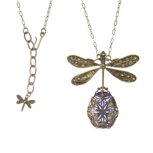 Lavender Bejeweled Dragonfly Necklace