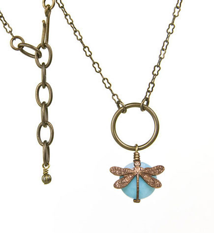 Amazonite Dragonfly Wrapped Necklace
