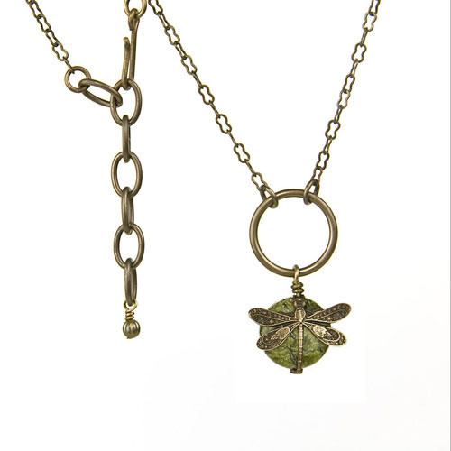 Serpentine Dragonfly Wrapped Necklace