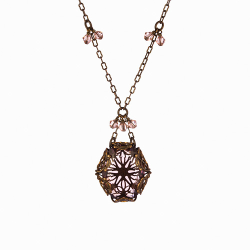 Filigree Wrapped Necklace - Vintage Rose