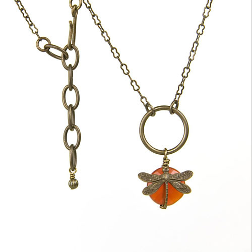 Carnelian Dragonfly Wrapped Necklace