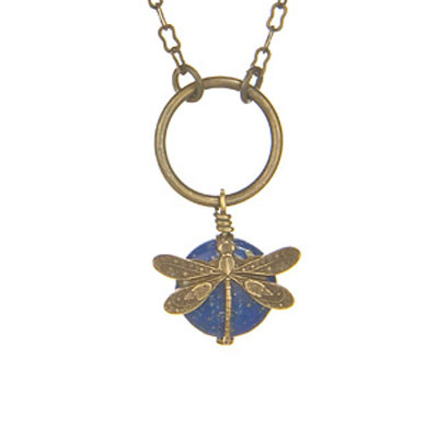 Lapis Dragonfly Wrapped Necklace