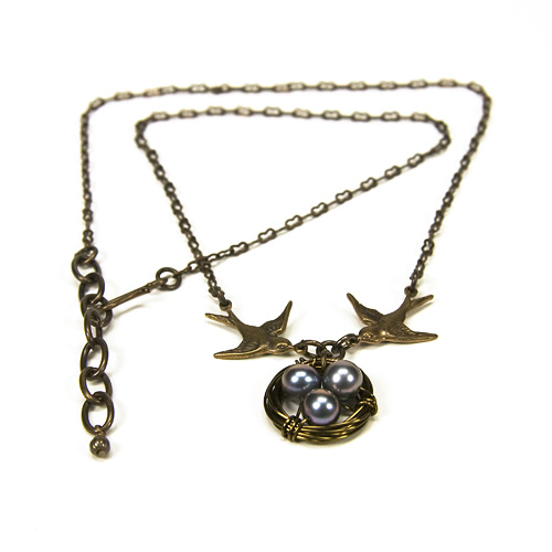 Birds Nest Necklace - Two Birds