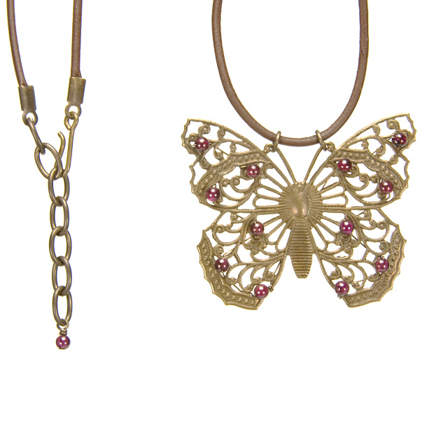 Garnet Butterfly Necklace