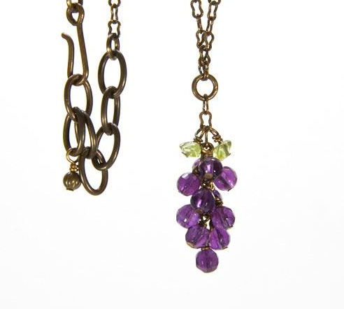 Amethyst and Peridot Grape Cluster Necklace