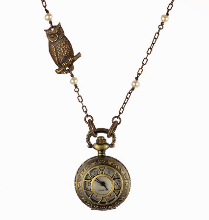 Owl Clock Necklace