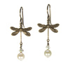 White Freshwater Pearl Dragonfly Earring