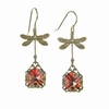 Red Bejeweled Dragonfly Earrings