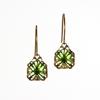 Green Glass Filigree Short Earrings