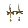 Olivine Crystal Dragonfly Earrings